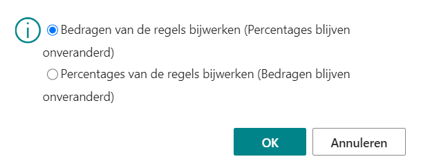 Bedragen of percentages bijwerken