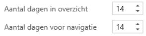 Aangepaste periode: 14 dagen in periode, 14 dagen voor navigatie