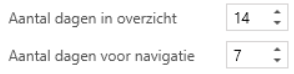 Aangepaste periode: 14 dagen in periode, 7 dagen voor navigatie