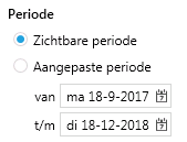 Rapportage-instellingen, Periode: Zichtbare periode of Aangepaste periode