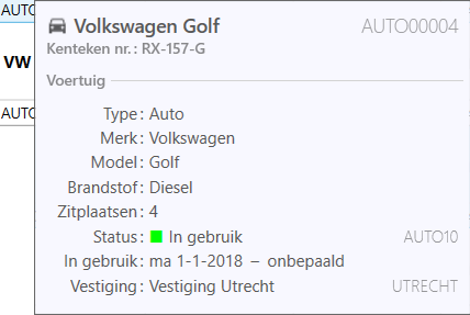 Tooltip voertuig