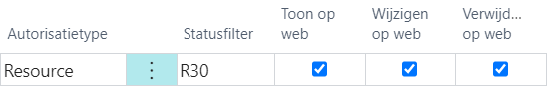 Voorbeeld Statusfilter: Ã©Ã©n resourcestatus