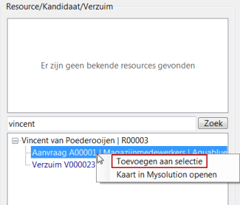 Menuoptie Toevoegen aan selectie