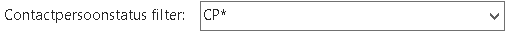 Alle statussen met een begincode CP ingesteld in het veld Contactpersoonstatus filter