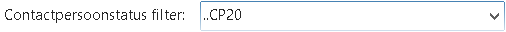 Meerdere opeenvolgende statussen tot en met CP20 ingesteld in het veld Contactpersoonstatus filter
