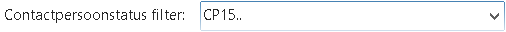 Meerdere opeenvolgende statussen vanaf status CP15 ingesteld in het veld Contactpersoonstatus filter