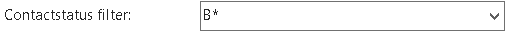 Alle statussen met een begincode B ingesteld in het veld Contactstatus filter