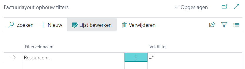 Filter voor termijnfacturen