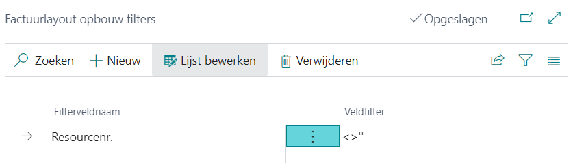 Filter voor urenfacturen