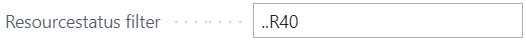 Meerdere opeenvolgende statussen tot en met R40 ingesteld in het veld Resourcestatus filter