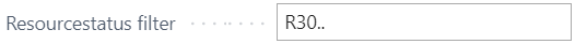 Meerdere opeenvolgende statussen vanaf status R30 ingesteld in het veld Resourcestatus filter