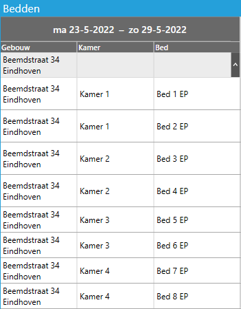 Icoon om bedden bij een gebouw te tonen