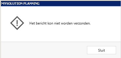 Foutmelding Het bericht kon niet worden verzonden