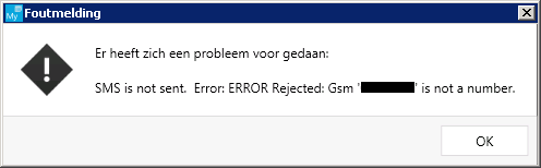 Foutmelding No Mobile Nos.