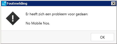 Foutmelding No Mobile Nos.