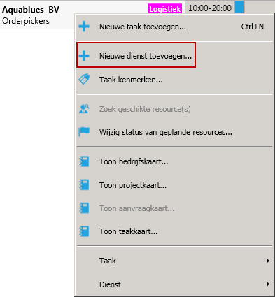 Dienst toevoegen vanuit een planningstaak