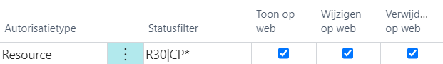 Voorbeeld Statusfilter: meerdere resource- en contactpersoonstatussen